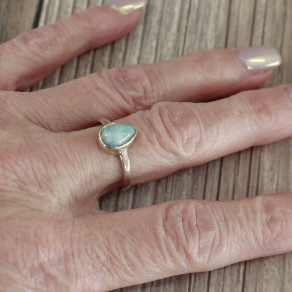 Mesa Ring Larimar Womens Silver Boho Bohemian Gypsy Dainty Gift  Present Holiday - Picture 1 of 15